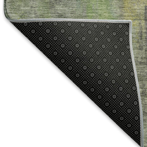 8' X 10' Green Gray And Gold Abstract Washable Area Rug With UV Protection