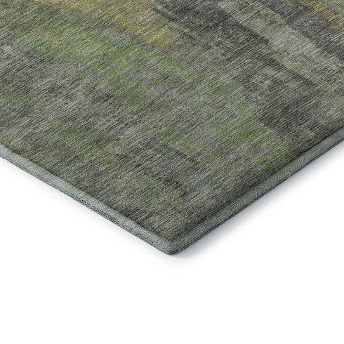 8' X 10' Green Gray And Gold Abstract Washable Area Rug With UV Protection