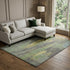 8' X 10' Green Gray And Gold Abstract Washable Area Rug With UV Protection