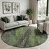 8' Olive Green Charcoal And Gray Abstract Washable Round Rug With UV Protection