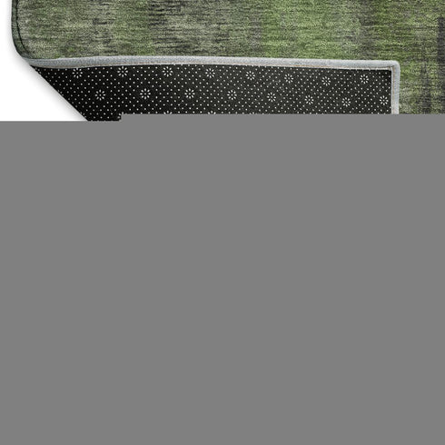 8' Olive Green Charcoal And Gray Abstract Washable Round Rug With UV Protection