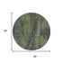 8' Olive Green Charcoal And Gray Abstract Washable Round Rug With UV Protection