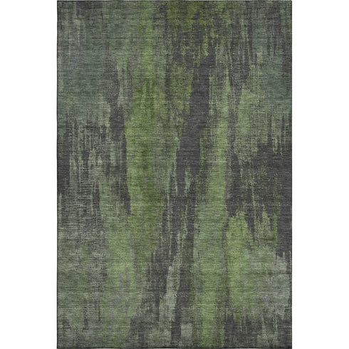 8' X 10' Olive Green Charcoal And Gray Abstract Washable Area Rug With UV Protection
