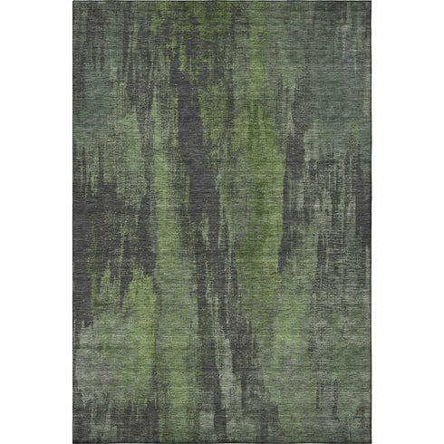 8' X 10' Olive Green Charcoal And Gray Abstract Washable Area Rug With UV Protection