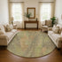 8' Taupe Copper And Brown Abstract Washable Round Rug With UV Protection