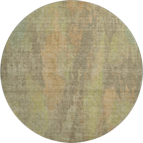8' Taupe Copper And Brown Abstract Washable Round Rug With UV Protection