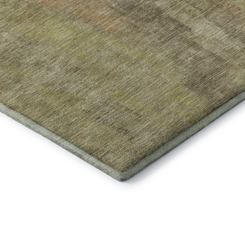 8' Taupe Copper And Brown Abstract Washable Round Rug With UV Protection