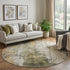 8' Olive Green Copper And Ivory Abstract Washable Round Rug With UV Protection