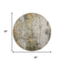 8' Olive Green Copper And Ivory Abstract Washable Round Rug With UV Protection
