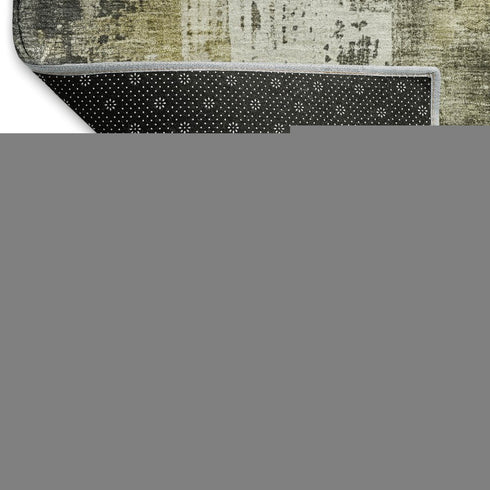 5' X 8' Pewter Gold And Ivory Abstract Washable Area Rug With UV Protection