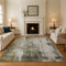 9' X 12' Pewter Gold And Ivory Abstract Washable Area Rug With UV Protection