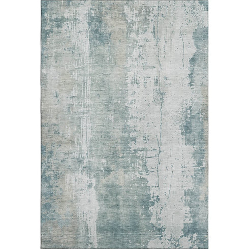 8' X 10' Turquoise And Ivory Abstract Washable Area Rug With UV Protection