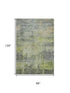 8' X 10' Artichoke Green Charcoal And Silver Abstract Washable Area Rug With UV Protection