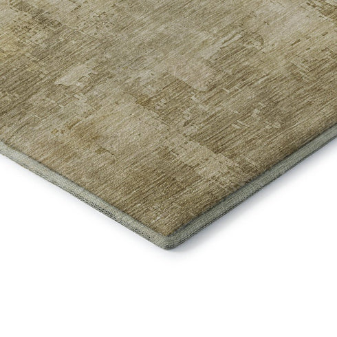 5' X 8' Beige And Wheat Abstract Washable Area Rug With UV Protection