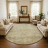 8' Beige And Wheat Abstract Washable Round Rug With UV Protection