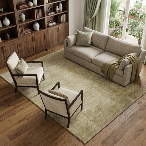 8' X 10' Beige And Wheat Abstract Washable Area Rug With UV Protection