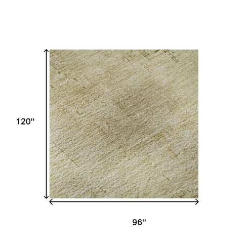 8' X 10' Beige And Wheat Abstract Washable Area Rug With UV Protection