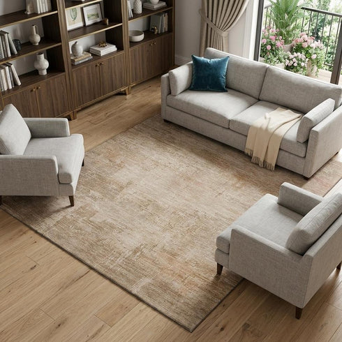 8' X 10' Coral And Beige Abstract Washable Area Rug With UV Protection