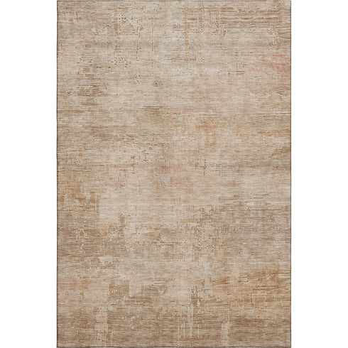 9' X 12' Coral And Beige Abstract Washable Area Rug With UV Protection