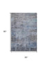 5' X 8' Gray And Blue Abstract Washable Area Rug With UV Protection