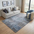 5' X 8' Gray And Blue Abstract Washable Area Rug With UV Protection