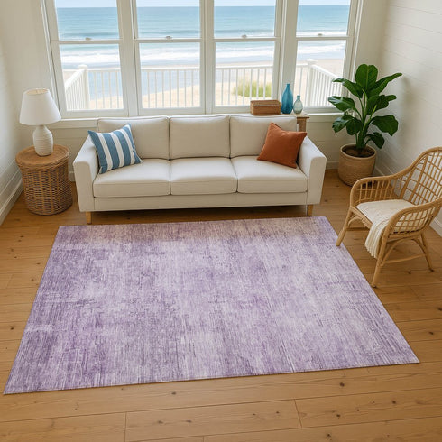 9' X 12' Lavender And Purple Abstract Washable Area Rug With UV Protection
