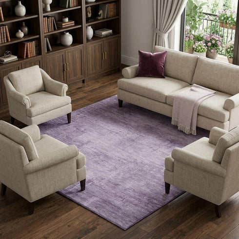 9' X 12' Lavender And Purple Abstract Washable Area Rug With UV Protection