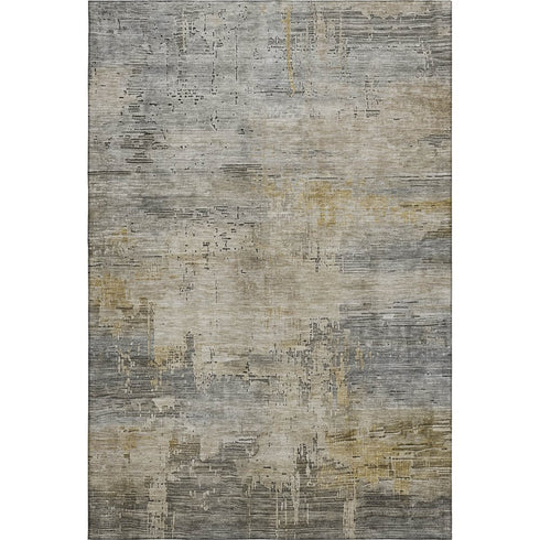 8' X 10' Pewter And Wheat Abstract Washable Area Rug With UV Protection