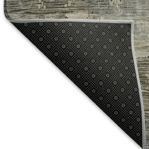 8' X 10' Pewter And Wheat Abstract Washable Area Rug With UV Protection
