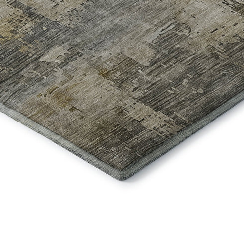 8' X 10' Pewter And Wheat Abstract Washable Area Rug With UV Protection