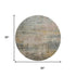 8' Sage Gold And Beige Abstract Washable Round Rug With UV Protection