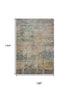9' X 12' Sage Gold And Beige Abstract Washable Area Rug With UV Protection