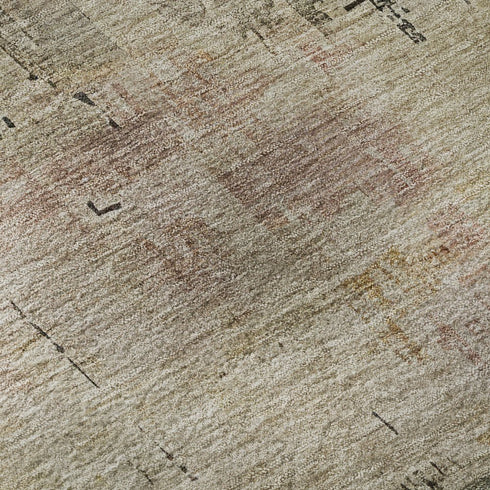9' X 12' Sage Gold And Beige Abstract Washable Area Rug With UV Protection