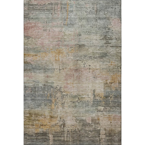 9' X 12' Sage Gold And Beige Abstract Washable Area Rug With UV Protection