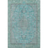 9' X 12' Aqua And Gray Floral Medallion Washable Area Rug With UV Protection