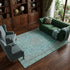 9' X 12' Aqua And Gray Floral Medallion Washable Area Rug With UV Protection