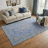 5' X 8' Blue And Gray Floral Medallion Washable Area Rug With UV Protection