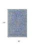 8' X 10' Blue And Gray Floral Medallion Washable Area Rug With UV Protection