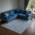 8' X 10' Blue And Gray Floral Medallion Washable Area Rug With UV Protection