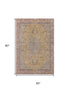 5' X 8' Gold Copper And Gray Floral Medallion Washable Area Rug With UV Protection