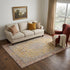 5' X 8' Gold Copper And Gray Floral Medallion Washable Area Rug With UV Protection
