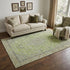 5' X 8' Lime Green And Gray Floral Medallion Washable Area Rug With UV Protection