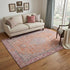 5' X 8' Orange Red And Gray Floral Medallion Washable Area Rug With UV Protection