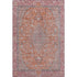 5' X 8' Orange Red And Gray Floral Medallion Washable Area Rug With UV Protection