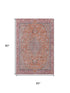 5' X 8' Orange Red And Gray Floral Medallion Washable Area Rug With UV Protection