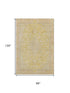 8' X 10' Wheat Gold And Gray Floral Medallion Washable Area Rug With UV Protection