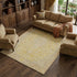 8' X 10' Wheat Gold And Gray Floral Medallion Washable Area Rug With UV Protection
