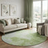 8' Artichoke Green And Ivory Abstract Washable Round Rug With UV Protection