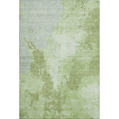 8' X 10' Artichoke Green And Ivory Abstract Washable Area Rug With UV Protection