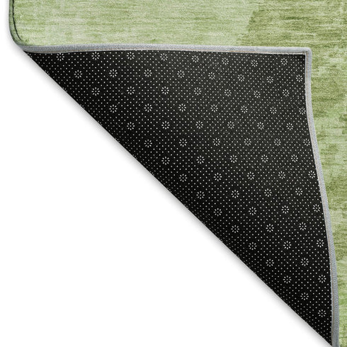 8' X 10' Artichoke Green And Ivory Abstract Washable Area Rug With UV Protection